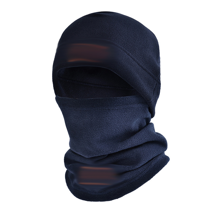 Autumn and winter fleece hat cold swing fleece neck cover outdoor cycling mountaineering mask neck set Official Website: Navy Blue