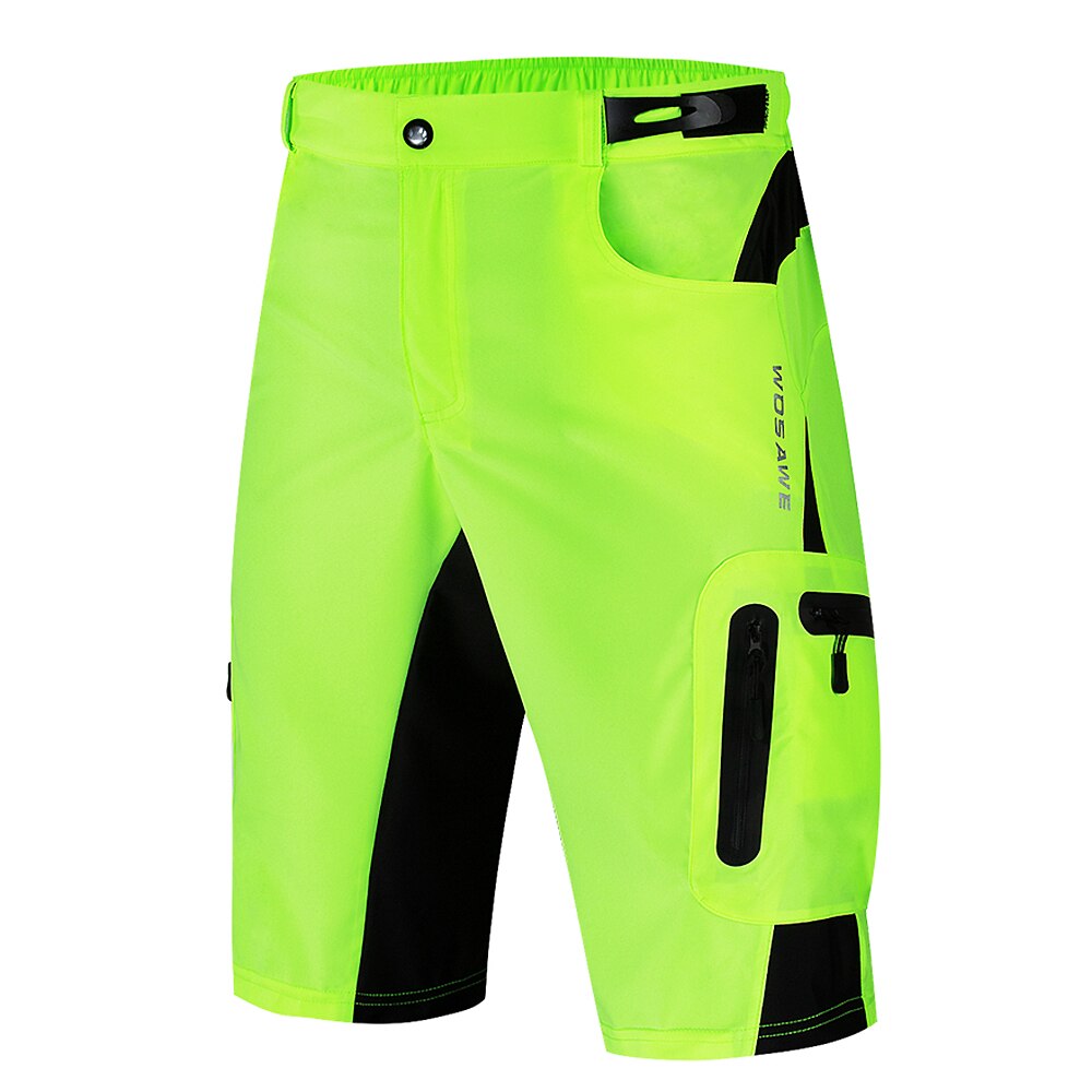 Men Cycling Shorts Breathable Quick Dry MTB Bike Short Outdoor Sports Running Biking Riding Fitness Summer Shorts with 7 Pockets: Green / L