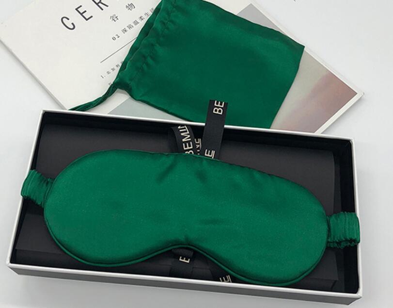 100% handmade silkworm silk eye mask sleep eys shade with silk storage bag: Green / M 56-58cm