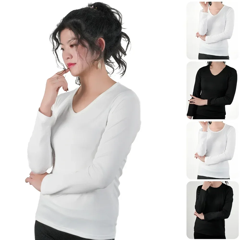 Sexy camisa feminina manga longa estilo coreano magro básico undershirt alta estiramento tshirt topo das mulheres roupas t camisa feminina