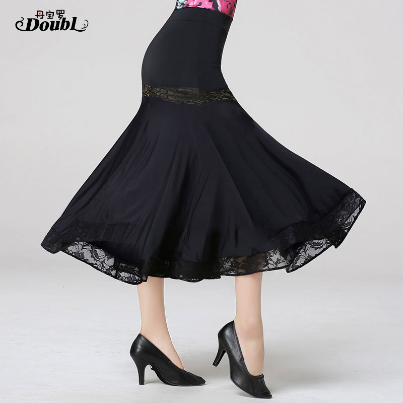 DOUBL-falda de baile larga para baile, Ropa de baile de salón, estilo, estándar nacional, práctica moderna, envuelta en la cadera,