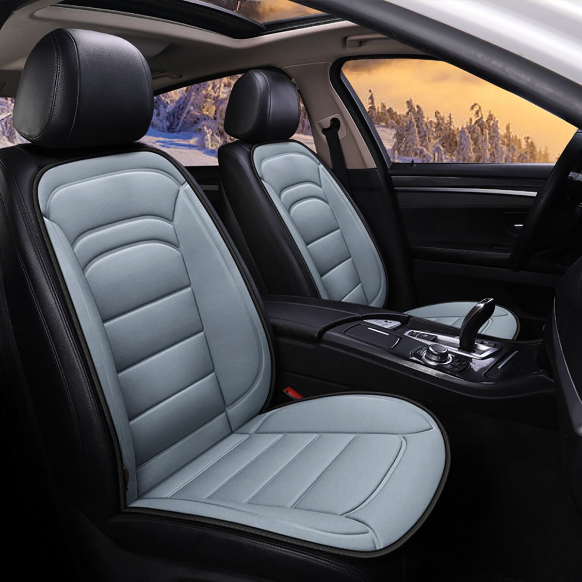 Universal 12V Electric Heated Car Warmer Front Seat Cushion Winter Thermal Soft Seat Cover Pad with Temperature Controller: 1pc Grey