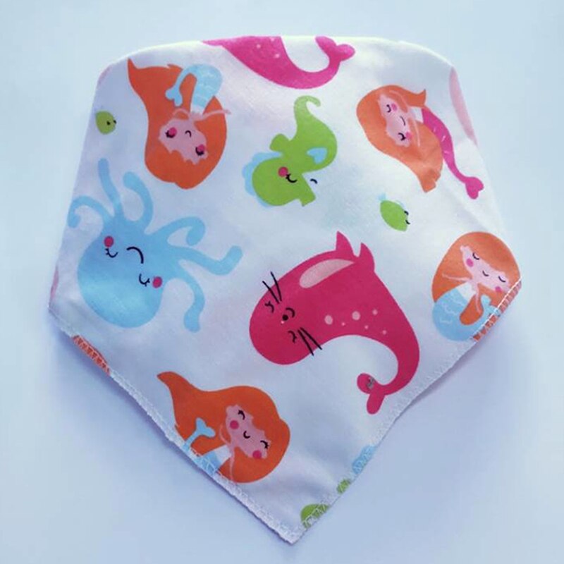 Baby Lätzchen Dreieck Doppel Baumwolle Lätzchen Karikatur drucken Speichel Handtuch Baby Jungen Mädchen Fütterung Schürze Baumwolle Bandana Lätzchen: Weiß