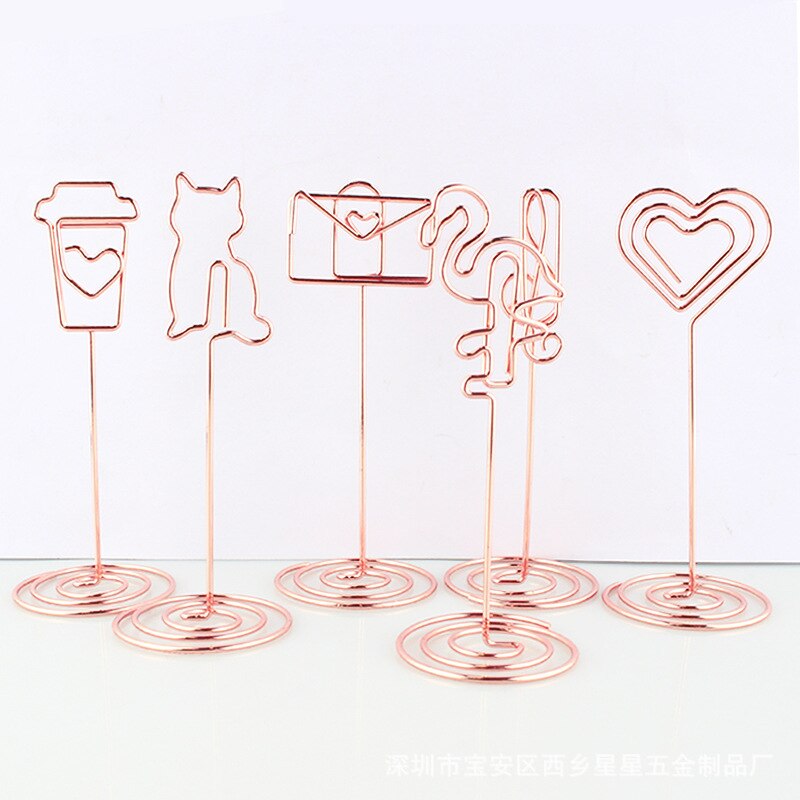 10pcs Table Number Holder Various Shapes Place Cards Holders Stands Photo Note Clips for Wedding Birthday Event Reception Decor