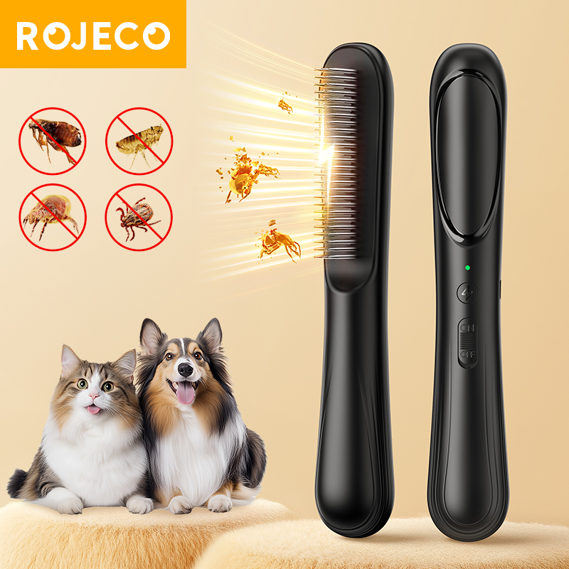 ROJECO Elektrische Vlooienkam Anti Luizen Grabber Borstel Waterdichte Vlooienverwijdering Killer Borstel voor Hond Kat Haarreiniger Accessoires