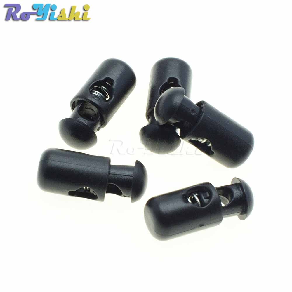 25 stk/pak plastiktønde fjedersnor låser propper vippeclips sort 21mm*8mm