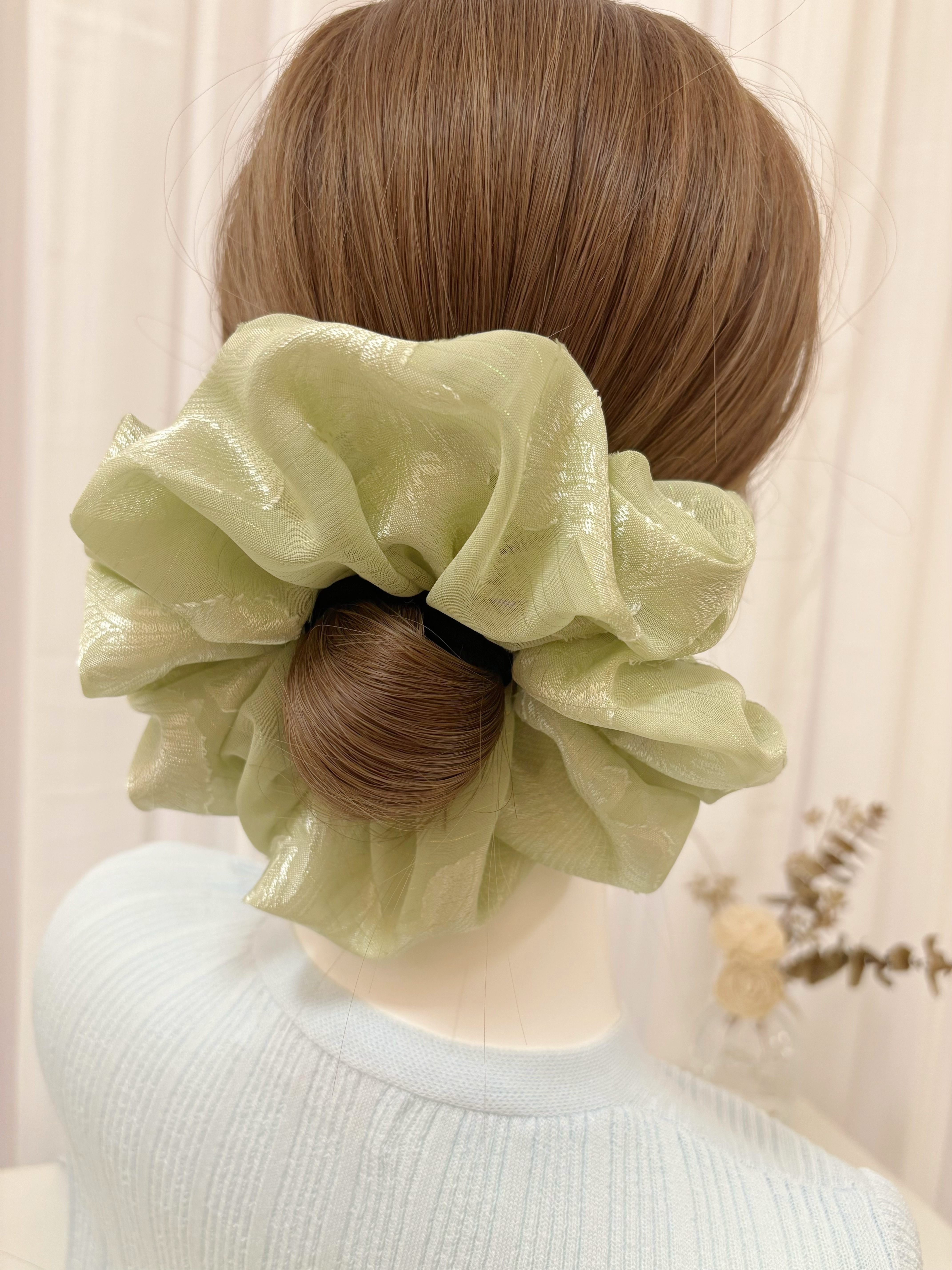 Novo grande elegante bordado scrunchies estilo coreano pacote de cabelo para mulheres exageradas hairbands para meninas acessórios para o cabelo: Rosa