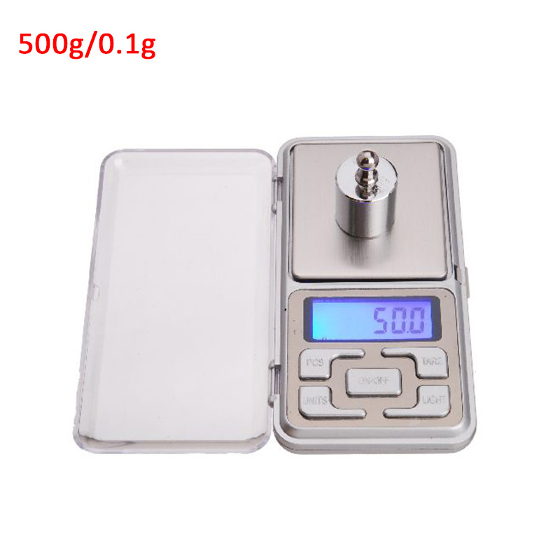 Mini Digitale Weegschaal 100/200/300/500G 0.01/0.1G Hoge Nauwkeurigheid Backlight Elektrische Pocket voor Sieraden Gram Gewicht Voor Keuken: ABS 500g 0.1g