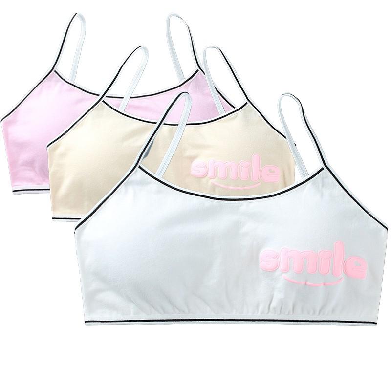 Sujetadores de entrenamiento para niñas, ropa interior de algodón con letras bonitas, para adolescentes y niños, 3 unids/lote: A