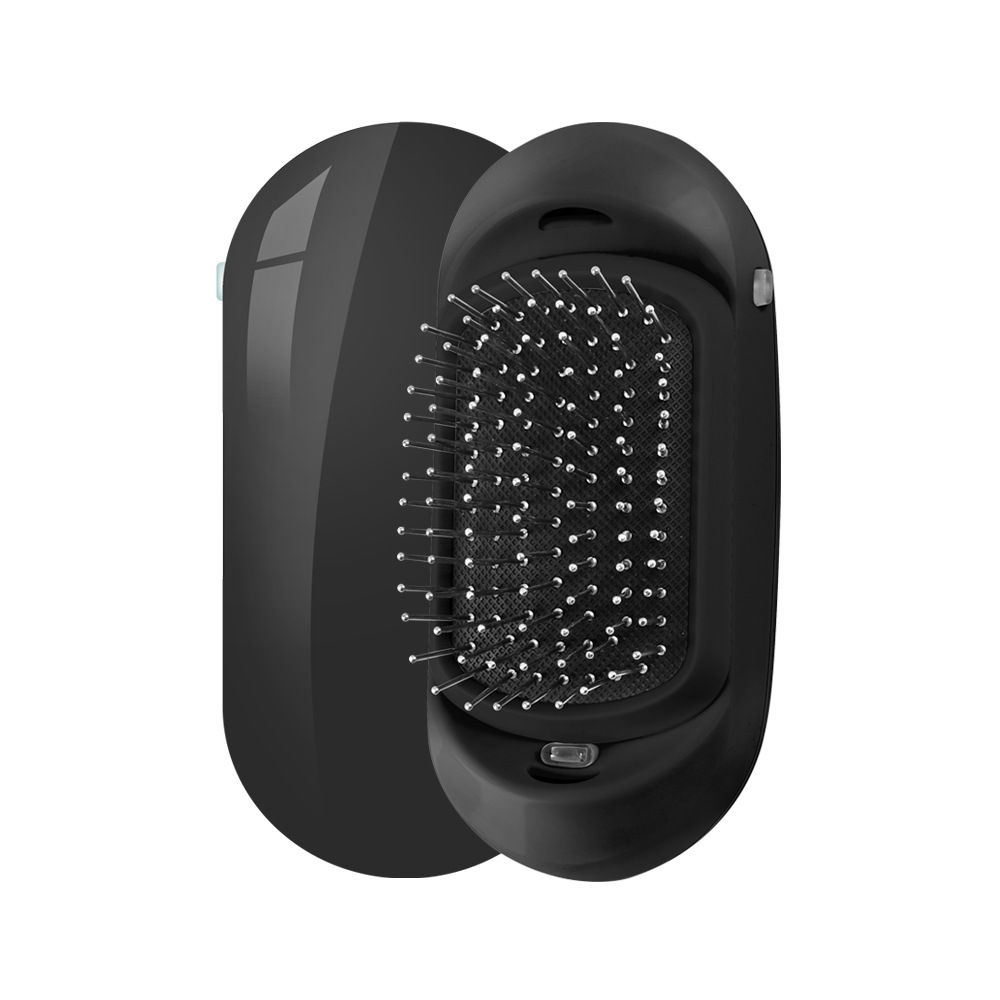 Ionic Hair Brush Portable Electric Hairbrush Anti Static Magic Negative Ion Hair Massage Comb No More Frizz Scalp Massager: Black