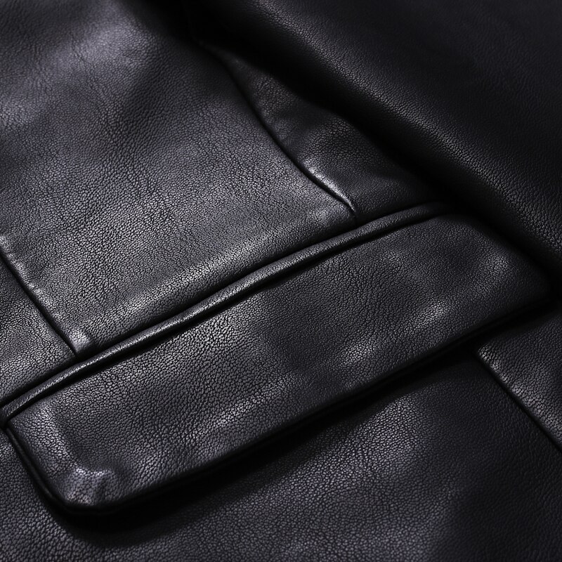 Veste en cuir PU noir pour homme, Blazer végétalien à la , Slim Fit, automne