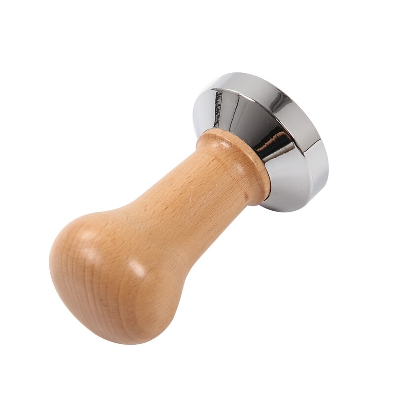 Kaffetamper trähandtag barista espressomaskin kvarn 51mm för kaffe och espressopulver hammare träfärg