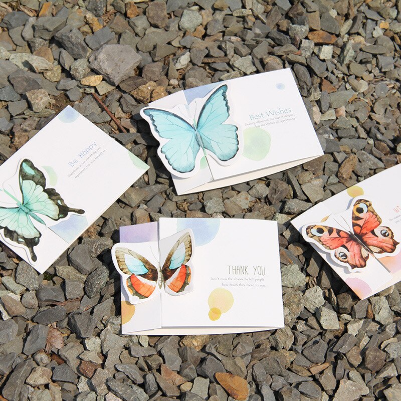 5 uds mariposa tridimensional exquisita Mini tarjeta de felicitación del Día de la madre lindo feliz tarjeta creativa del Día de San Valentín