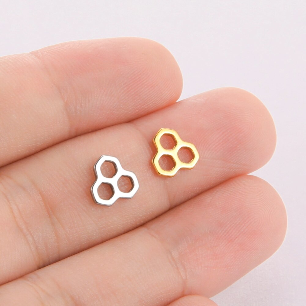 EUEAVAN-5 unids/lote de abalorios de acero inoxidable para la fabricación de joyas, colgante cuadrado triangular geométrico para pulseras, pendientes, accesorios: YELLOW / Chapado en zinc azul
