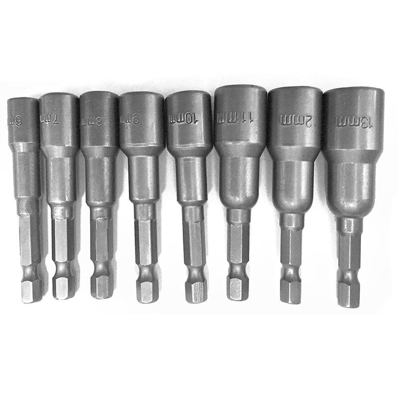 Eleg -8 stk 1/4 tommers hex magnetisk mutter driver sokkelsett metriske slagbor 6 to 13mm adapter