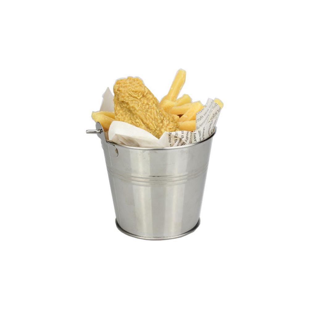 Stainless Steel Mini Snack Barrel Icing Bucket French Fries Tin Pails