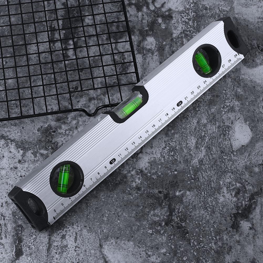 Measuring Ruler Spirit Level 300mm Silver Measure Construction Site Angle Gauge Aluminum Alloy Sturdy Practical