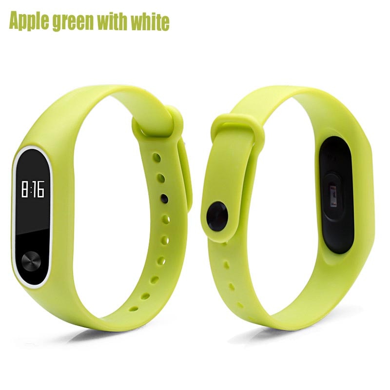 Correa BOORUI de silicona mi Band 2, doble color, reemplazo de correa mi band2, Correa inteligente para xiaomi mi2: Apple green white