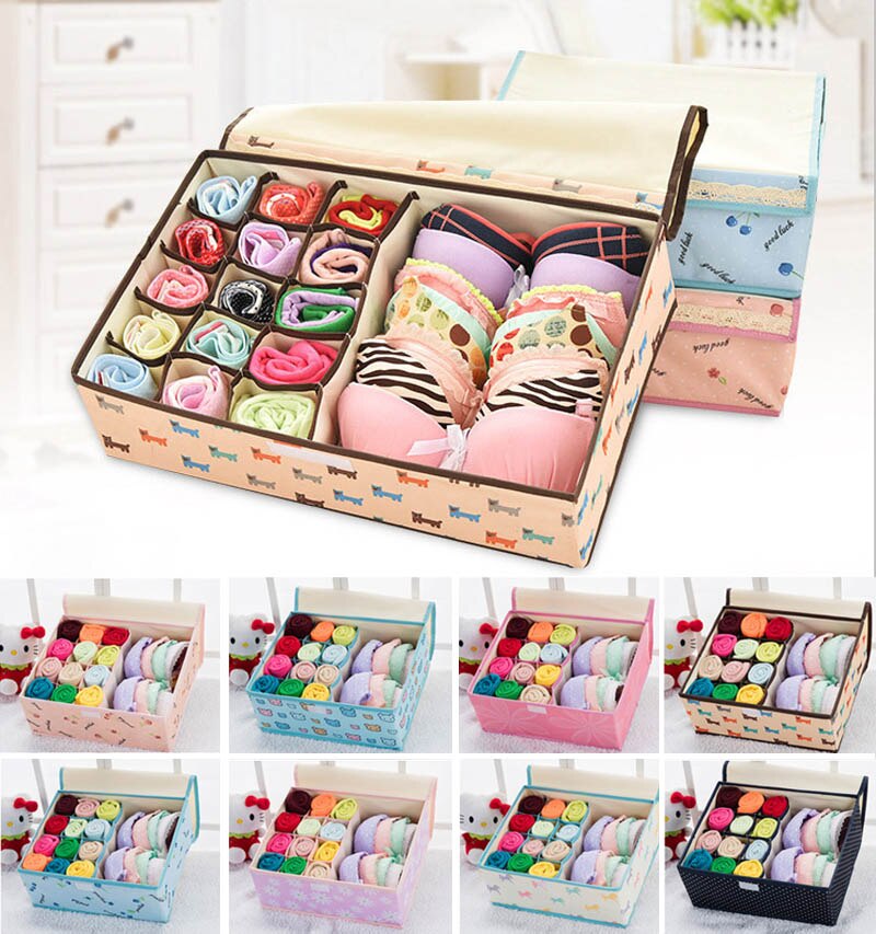 Waterdicht Oxford Doek Ondergoed Opbergdoos Home Storage Kit Drawer Closet Organisatoren Bespaar Ruimte Opvouwbare 13 Grids