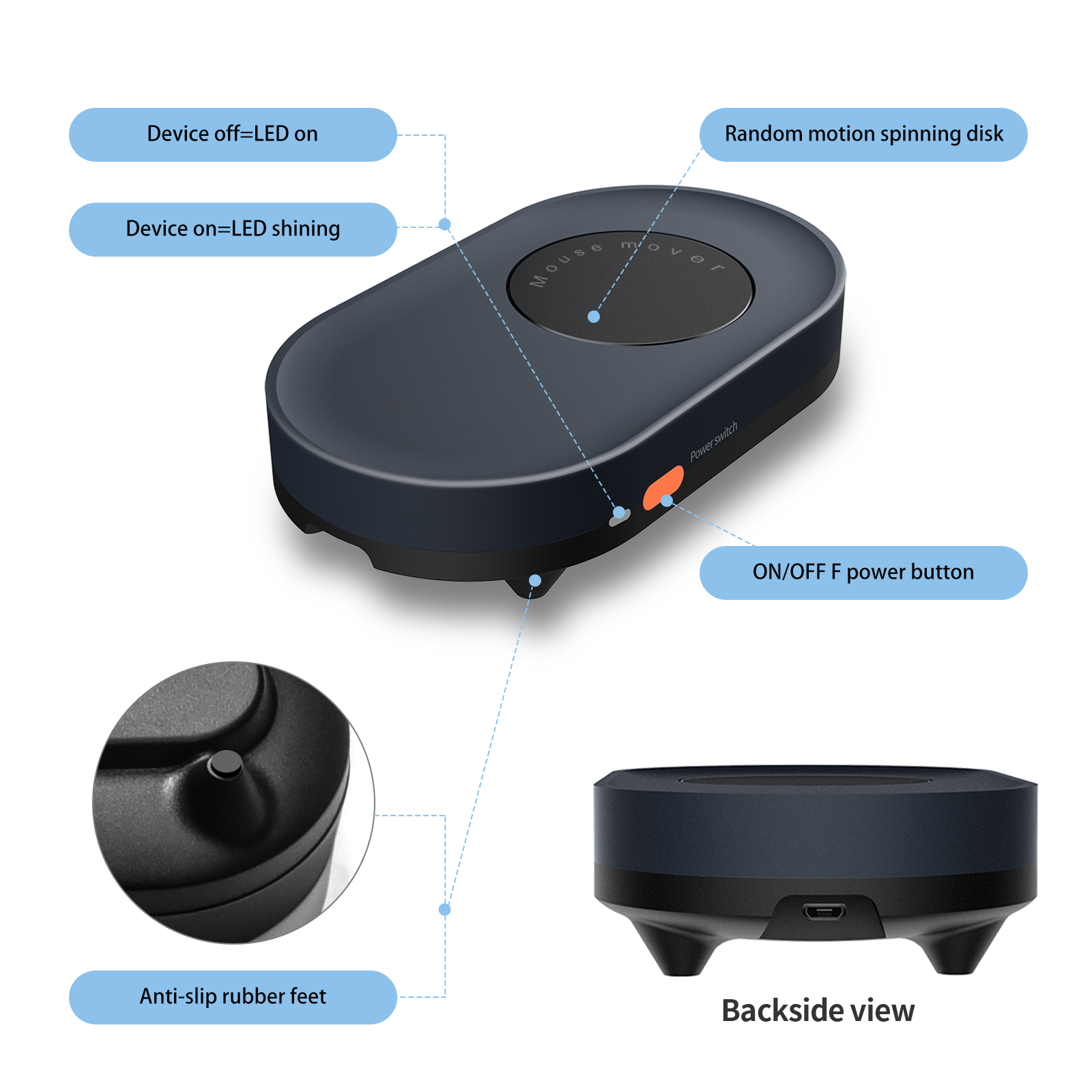 Mouse Jiggler Mouse Mover Mouse Movement Simulator with ON/Off Switch and USB Port Driver-Free Mouse Movement Simulation Mouse