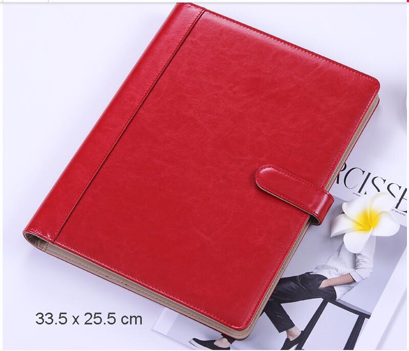 Portafolio de cuero PU A4 para negocios, soporte para archivos, carpeta de letreros para conferencias de ventas, con calculadora, estante de soporte móvil: red