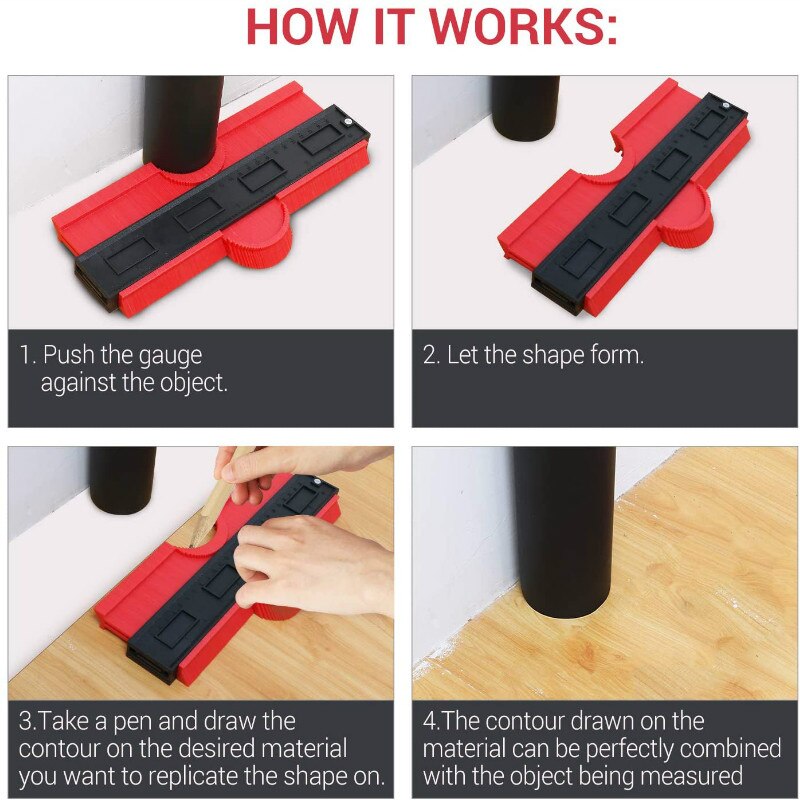 Contour Gauge Plastic Profile Gauge Multifunctional Shape Duplicator Edge Shaping Measure Ruler for Precise
