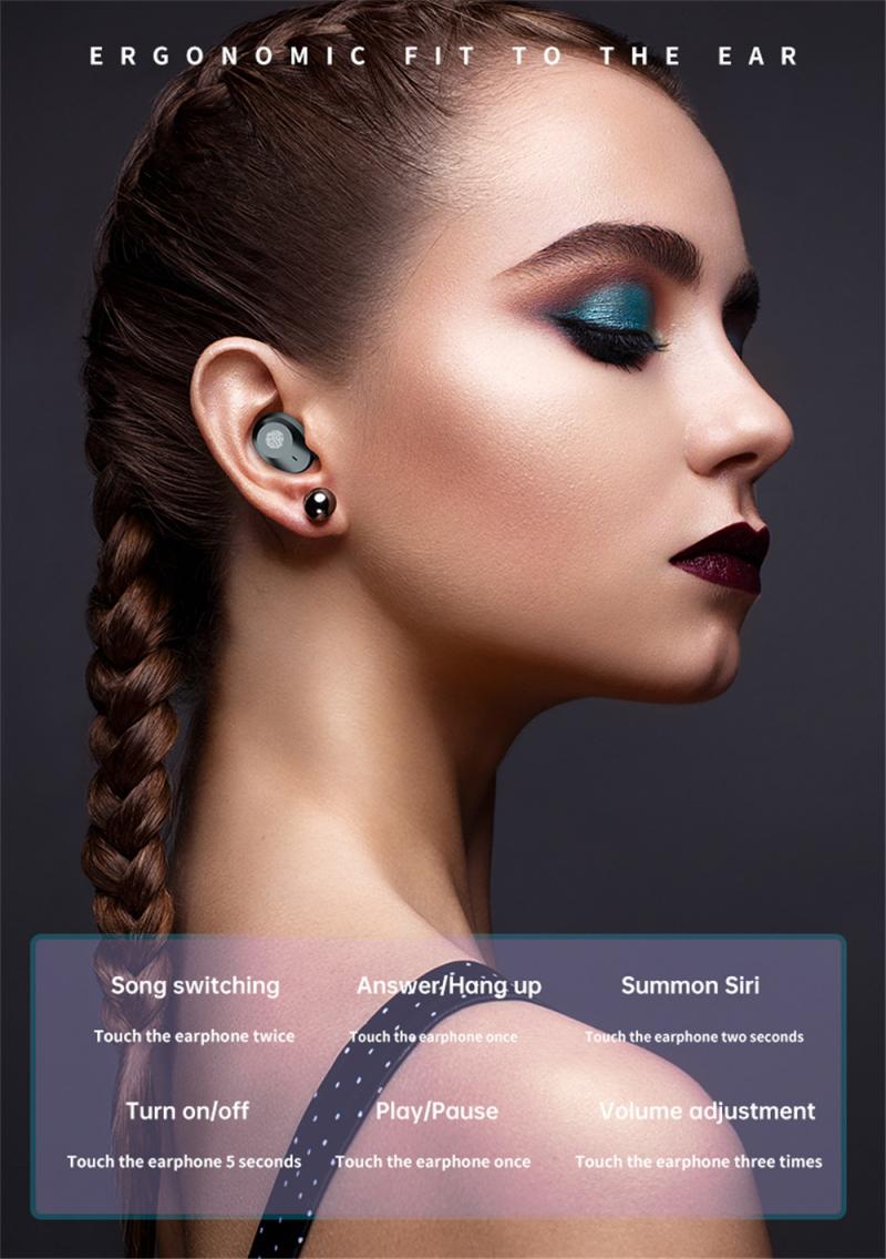 M5 TWS Wireless Headphones Bluetooth V5.1 HD LED Display One-button Control HIFI Stereo IPX6 Waterproof,for IPhone SAMUNG