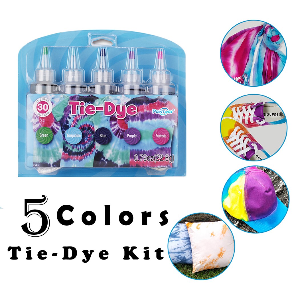 Fabric Textile One-Step Tie-Dye Kit 5 Colors DIY Safe Dyes: 3