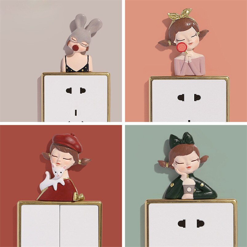 Cartoon Light Switch Sticker Kid Room Wall Decoration Home Resin Switch Sticker Pegatinas Interruptores De Luz