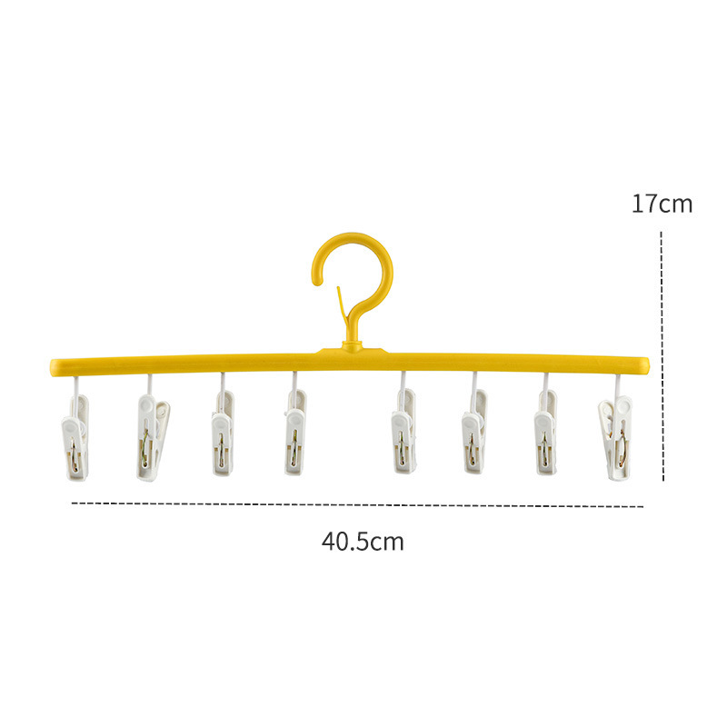 8Pegs Plastic Clothes Drying Hanger Windproof Clothing Rack 8 Clips Sock Laundry Airer Hanger Underwear Socks Holder: Yellow