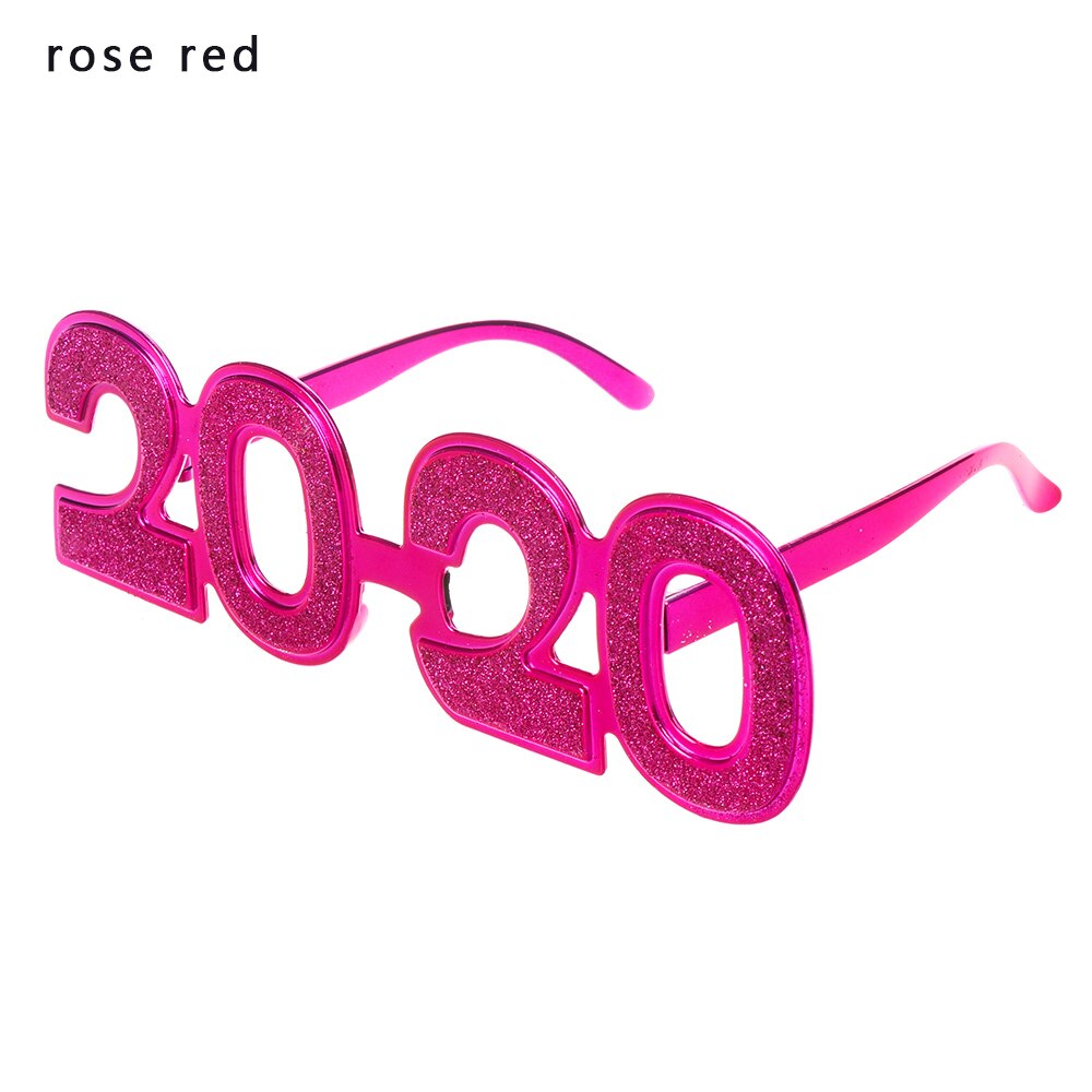 Jaar Lenzenvloeistof Grappige Glitter Eyewear Oudejaarsavond Party Bril Foto Prop Voor Gelukkig Nieuwjaar: rose red
