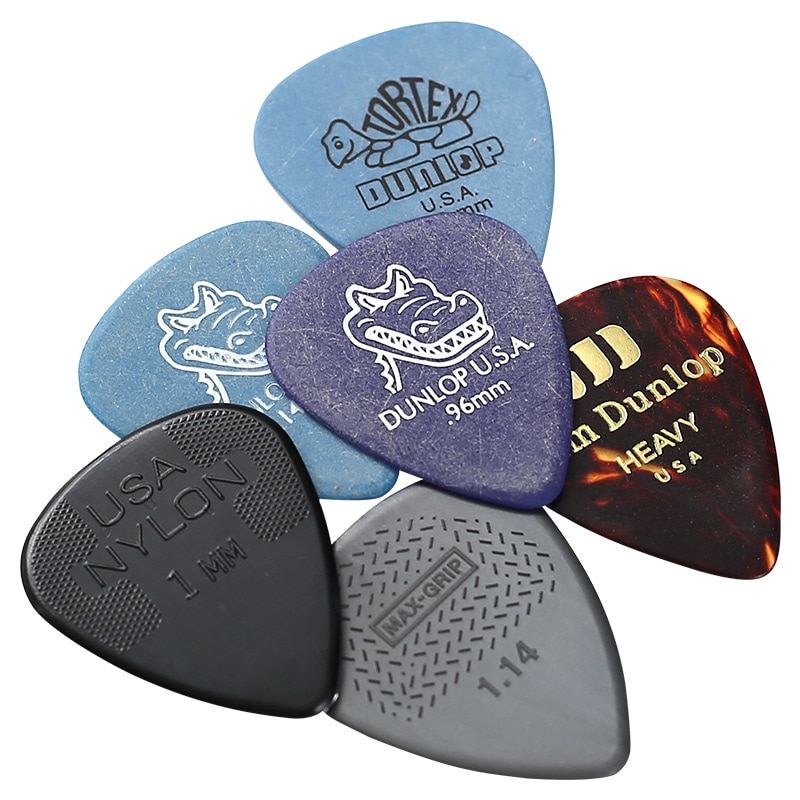 12 stk/sæt originale dunlop akustiske guitar picks plectrum nylon celluloid elektrisk glat guitar pick tilbehør