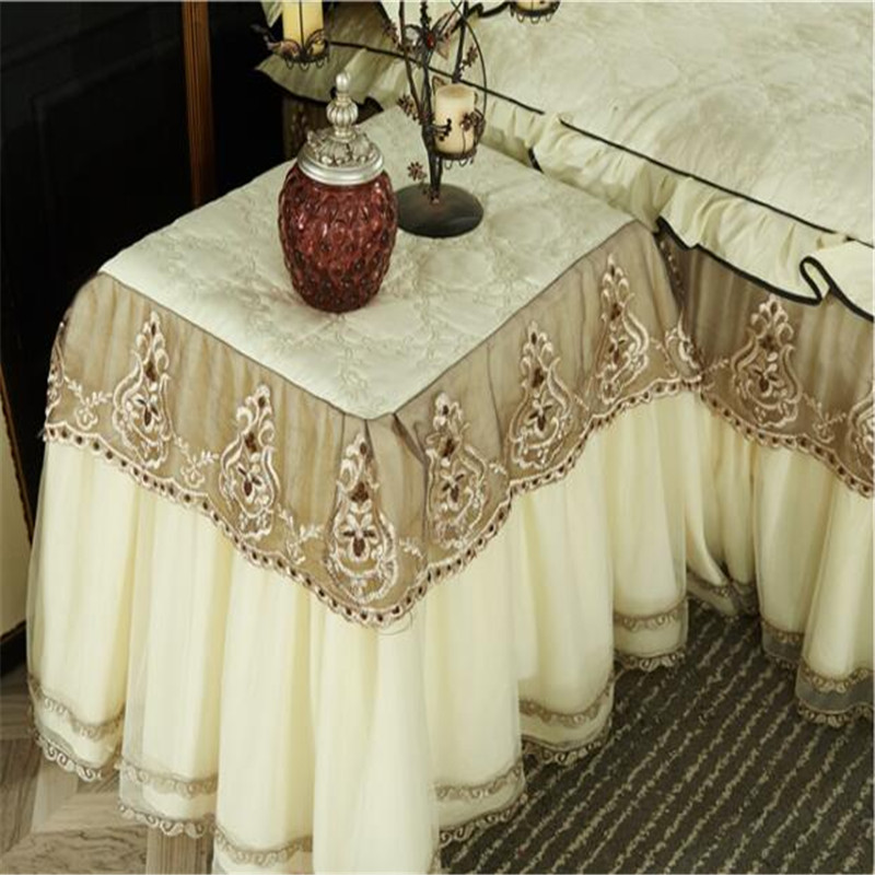 Thickend blonder bordklud euro stil alt inklusive bordskørt 50 x 60cm bordstøvbetræk sengelinnedekorativ bordklud: Krølle