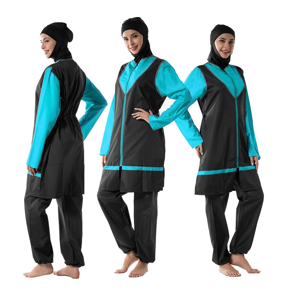 verlieren Stil Muslimischen Frauen Badeanzug Konservativen voll Abdeckung Islamischen Badeanzug Mit Kapuze 3 Stücke Moslemisches Schwimmen Anzug Beachwear