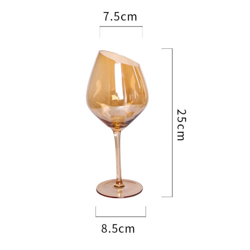 Copa de corte oblicuo de Arte de , Copa familiar de 200-600ml, Color arcoíris, gris ahumado, ámbar, vino tinto, champán, vino: Naranja