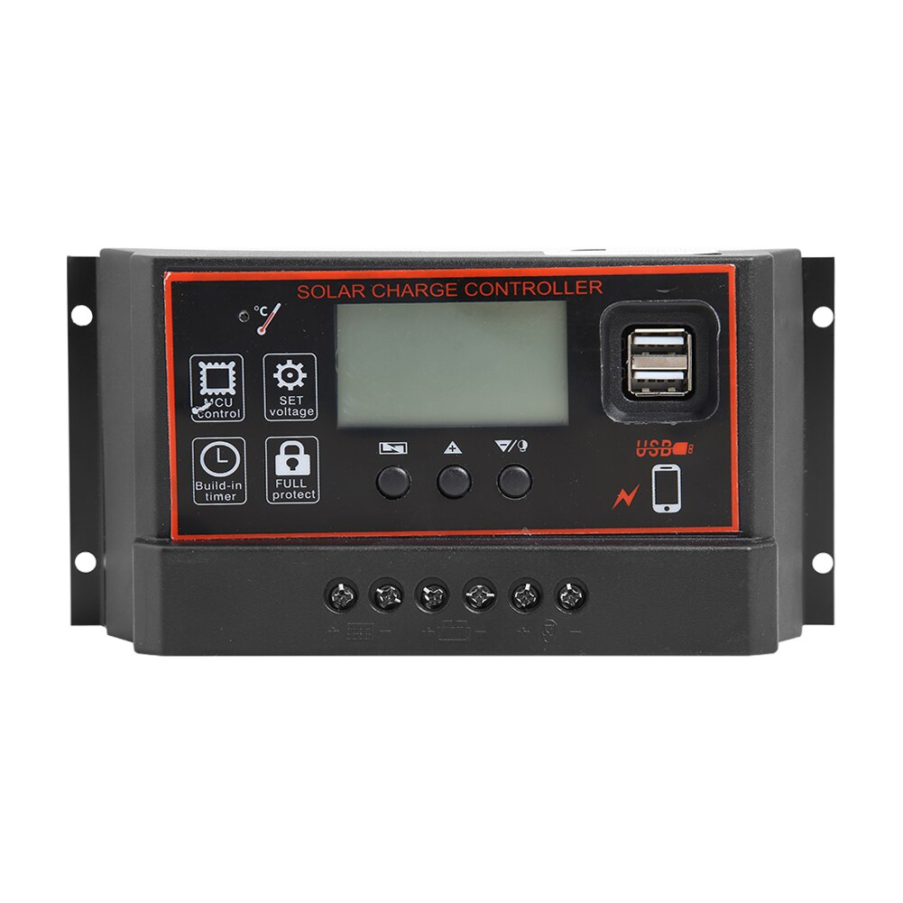 Dual LCD Solar Panel Charger Controller Regulator USB Auto Solar Battery Output Charge Controller Panels 12V 24V: 50A