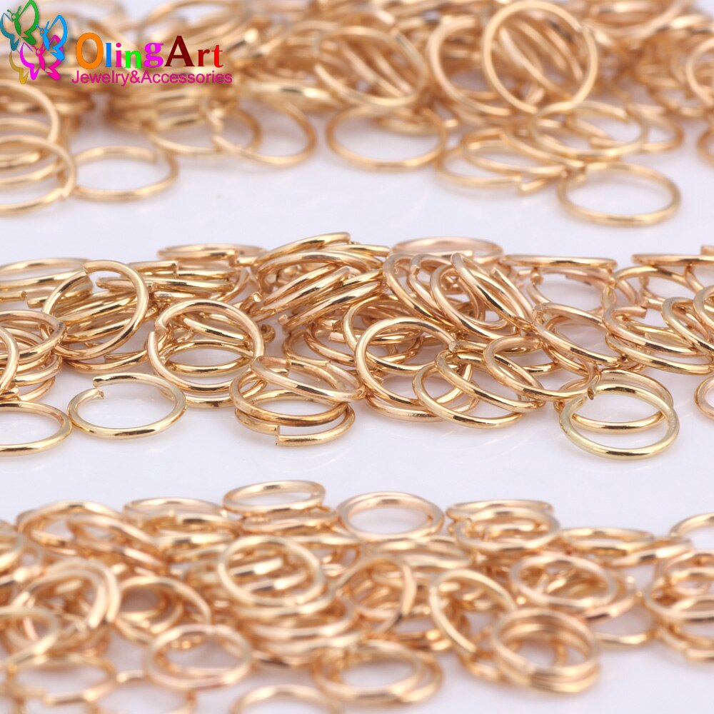 OlingArt KC Gold plating Ringetje 3mm/4mm/5mm/6mm/7mm /8mm link loop Mixed size DIY Sieraden maken Connector Draad diameter 0.7mm