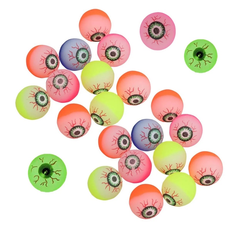 12Pcs Exploding Eyes Bouncy Ball Toy Assorted Halloween Ball Prom Elasticity Colorful Bouncy Rubber Jumping Ball Toy
