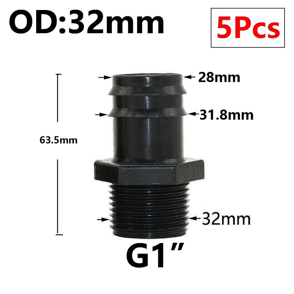 5pc 16/20/25/32mm Garten Schlauch PE Rohr Widerhaken Anschluss 1/2 3/4 1 "Gewinde gerade Ellenbogen Koppler passend zu Bauernhof Bewässerung Gelenke: Marine Blau