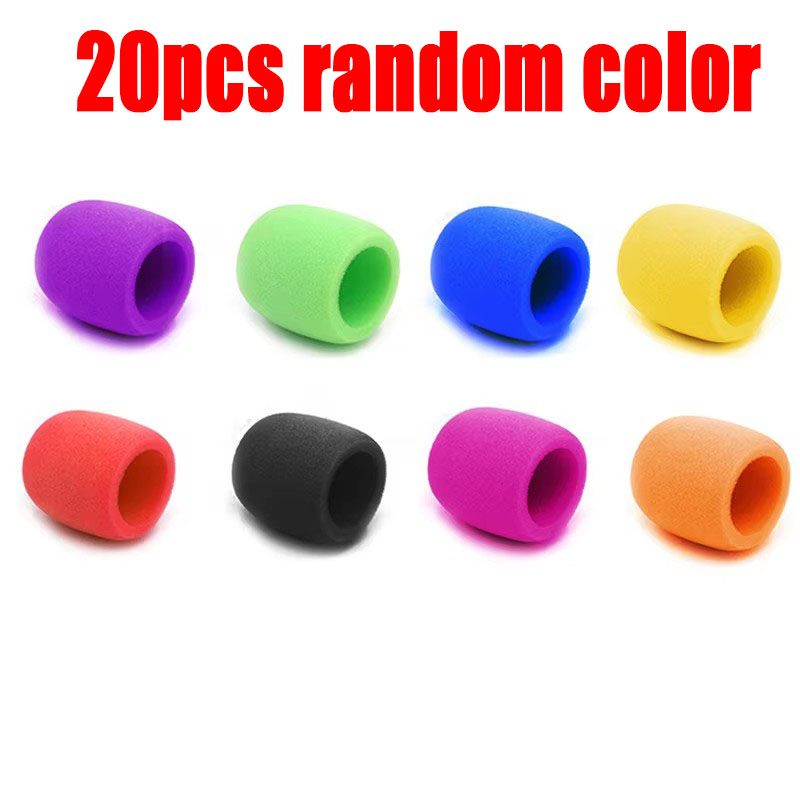 1-20 pçs microfone de chuva espuma engrossar capa de microfone esponja estúdio profissional pára-brisas protetor grill escudo macio microphon cap: Grey