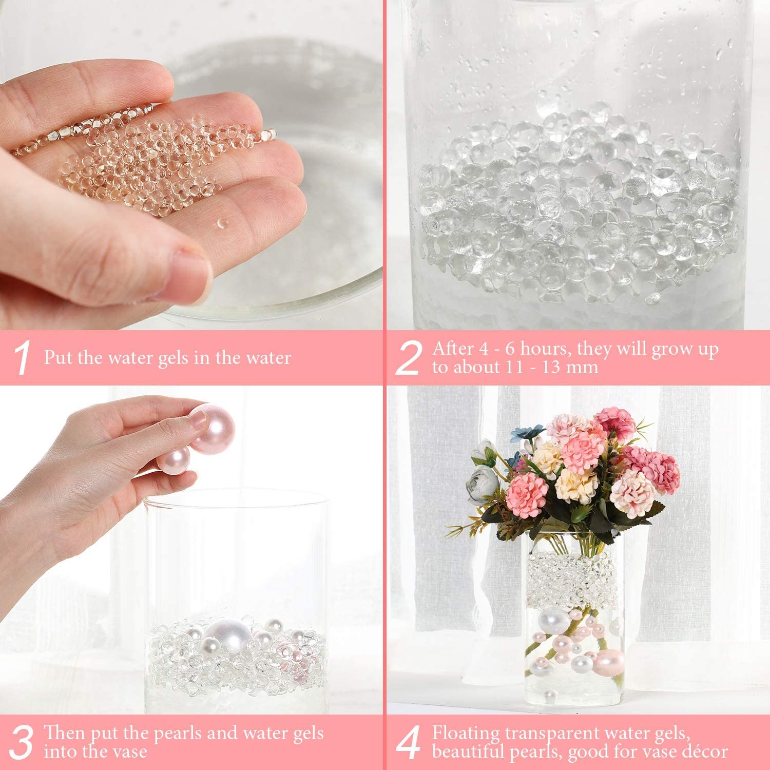 40 PCS Blue Floating Pearls Beads for Vases No Hole Highlight Pearl Bead Vase Fillers for Centerpieces, 30mm, 20mm, and 14mm