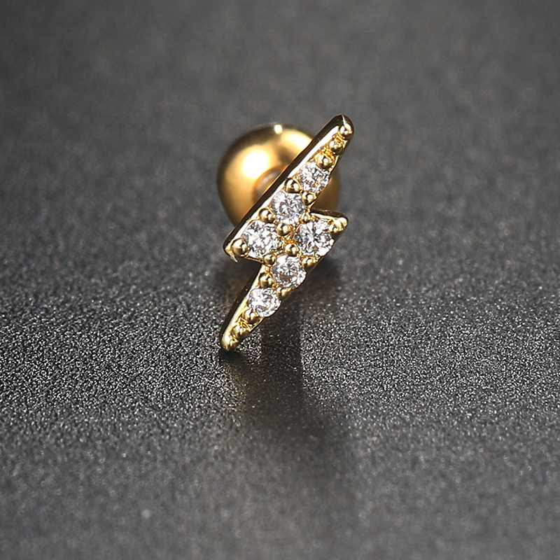 Daith Piercing Bliksem Oorbellen Voor Vrouwen Sieraden 1Pc Gold Kleur Tragus Helix Septum Piercing Kraakbeen Ear Rvs