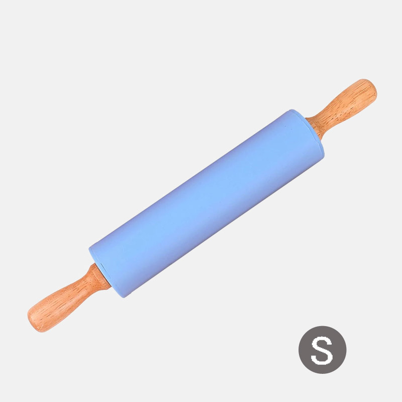 Rodillo de silicona con mango de madera antiadherente, rodillo para masa y harina, utensilios de cocina para hornear, Navidad, 1 ud.: Blue M