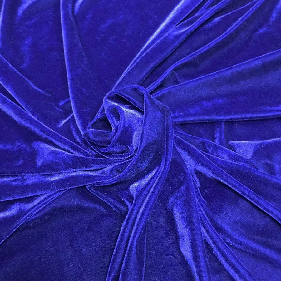 Tissu en velours extensible tricoté de 160cm de large | Tissu en velours Poly élastique de pour combinaison de sport: Royal Blue