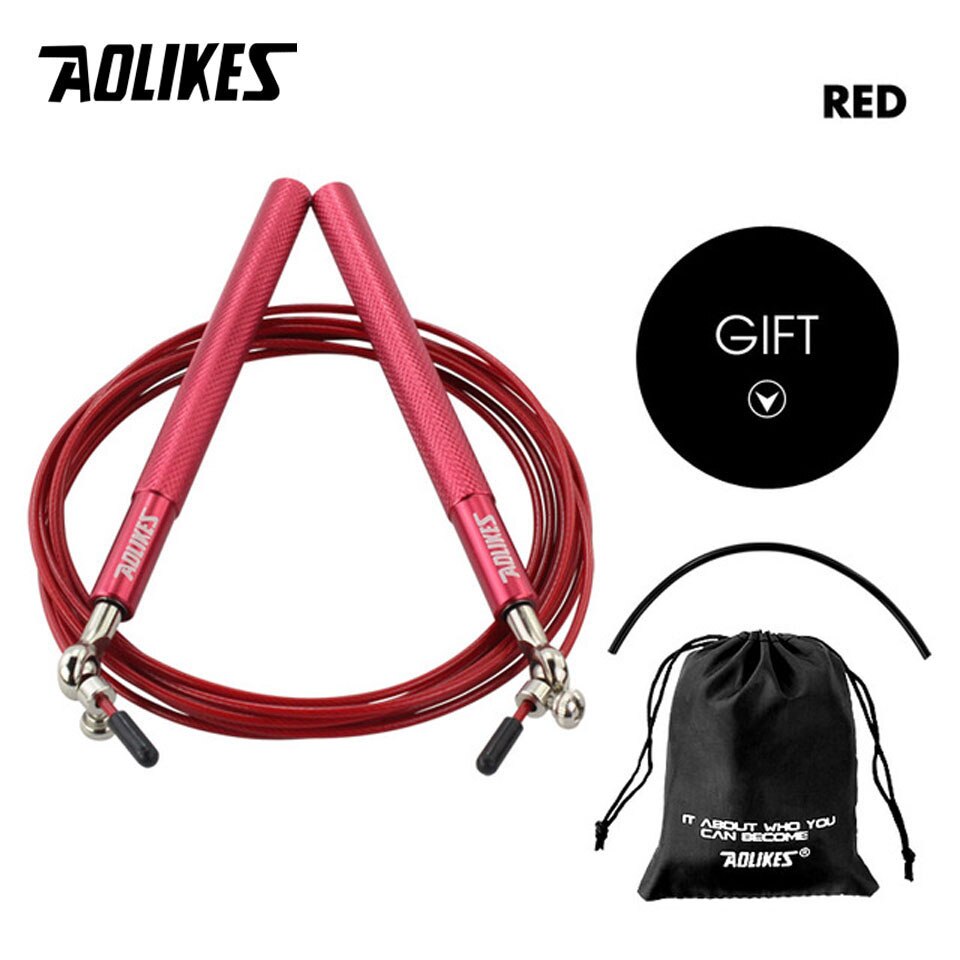 AOLIKES 1PCS Crossfit Speed Jump Rope Skipping Rope For MMA Boxing Fitness Skip Workout Training With Carrying Bag: Red