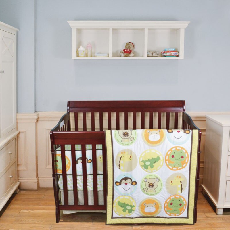 Ademend Baby Beddengoed Set Katoenen Baby Cot Kit Wasbare Crib Beddengoed Set Zomer Stoppen Bed Protector Voor Baby Bed Pak: Rood