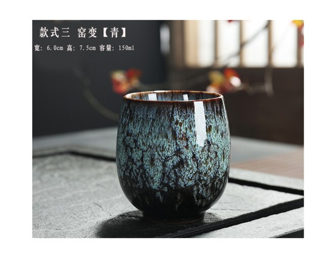 1 pçs 150ml cerâmica china xícara de chá forno mudança cerâmica casa xícara de chá criativo cerâmica copo de cozinha acessórios: Dcyan-blue