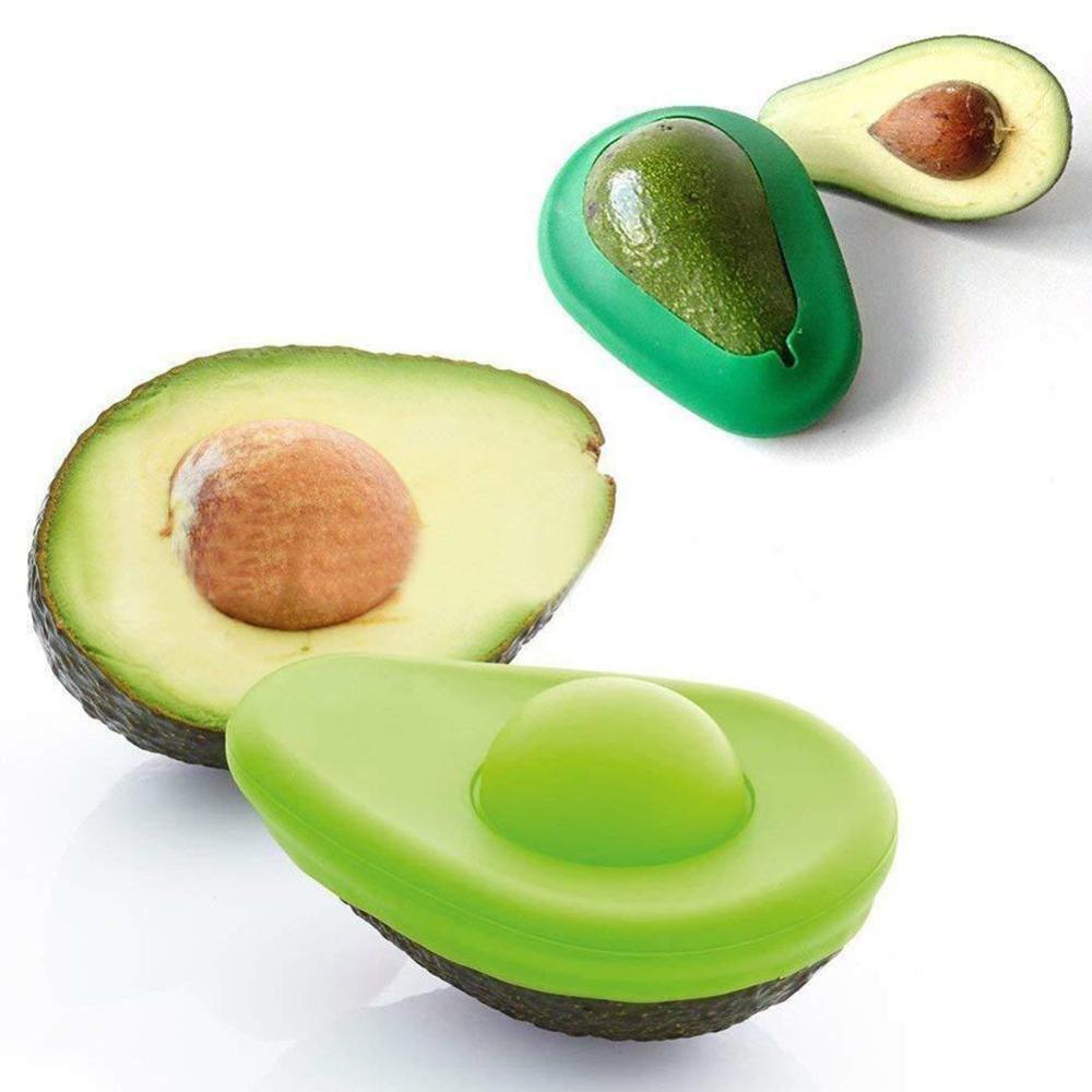 Household Green 2pcs Avocado Saver Silicone Fresh Food Fruit Huggers Foldable Cover Preservation Seal W0X2