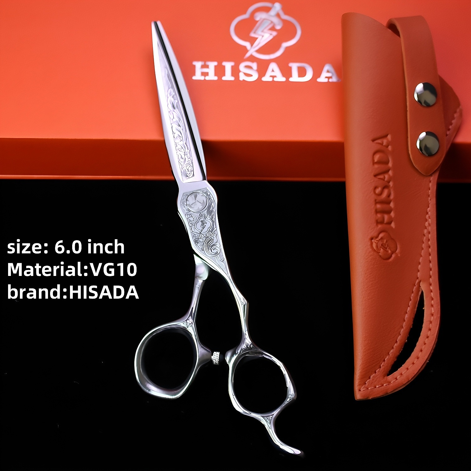 HISADA 6,0-inch VG10 staal Wolfraam Staal Patroon Hoogwaardige schaar Patroon Professionele Kapsalon Top Professionele Schaar: Roze