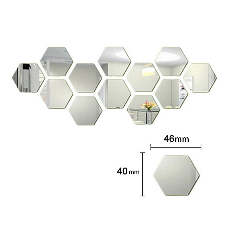 12 Pièces/ensemble BRICOLAGE 3D Miroir Mur Autocollant Hexagone Décor À La Maison Décor De Miroir Autocollants Art Décoration Murale Autocollants multicolore Directe